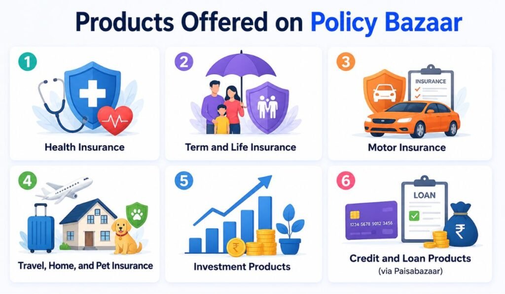 Products Offered on Policy Bazaar